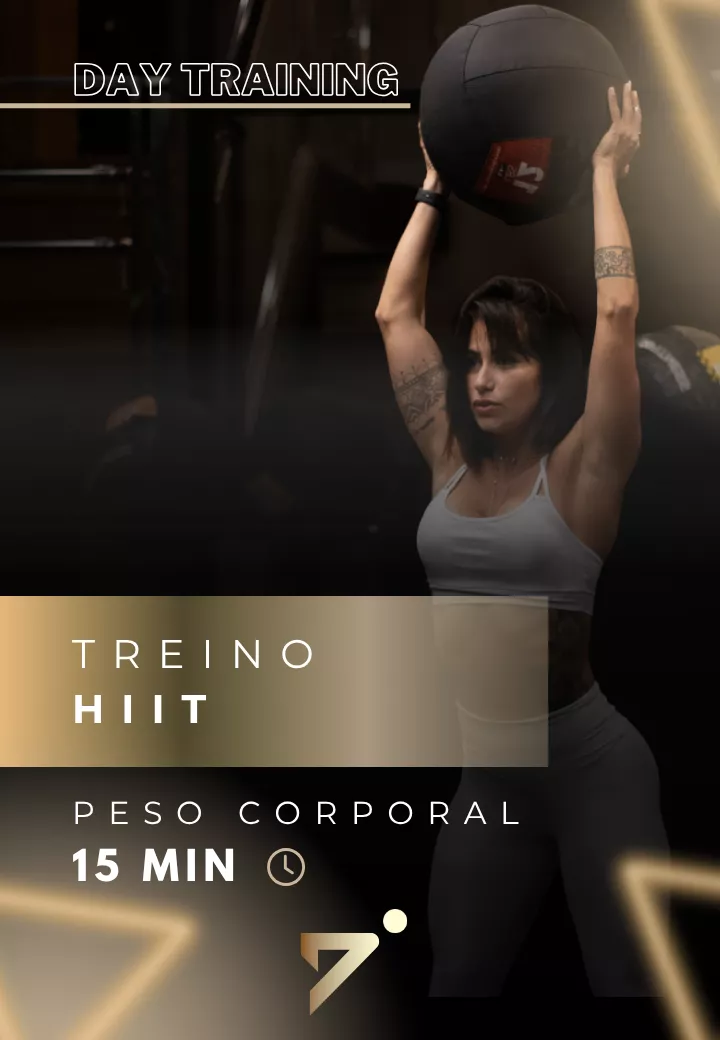 Programa Day Training de HIIT com peso corporal, de 15 minutos.